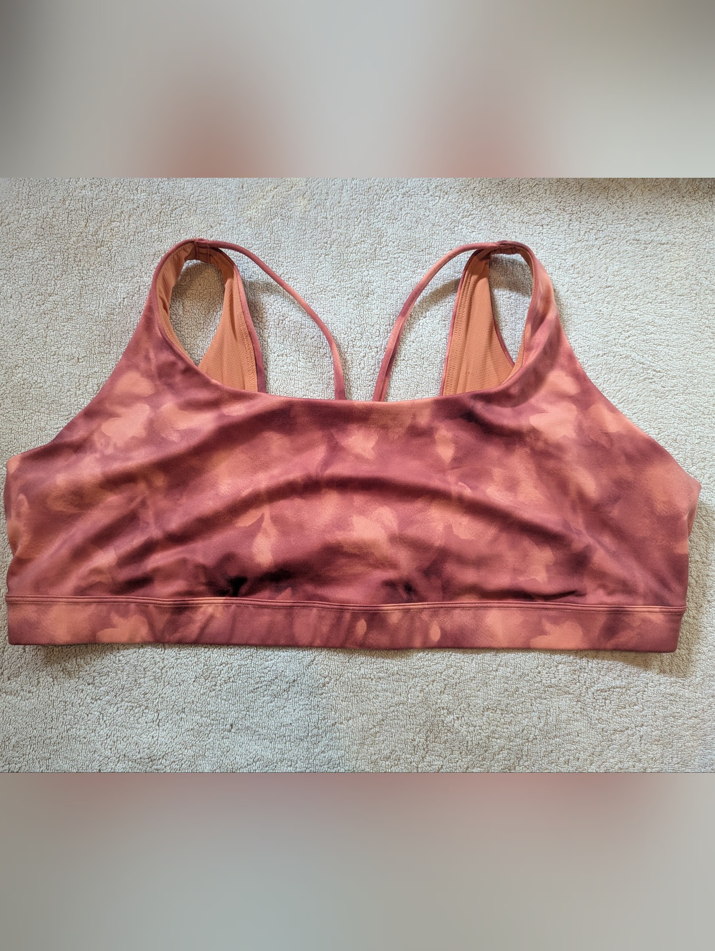 $22 Athleta Size 3x Exhale Strappy Back Printed Sports Bra Euc Plus Size